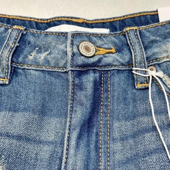 Kancan Women's 3/25 Jean Shorts Blue Super Distressed High Rise Denim NWT - Picture 6 of 14